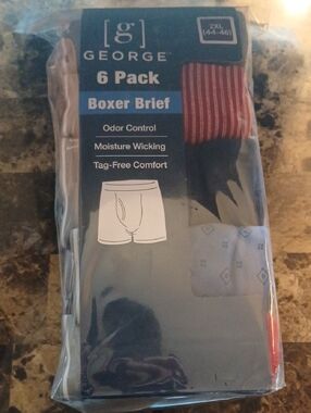 George 6-Pack Boxer Briefs in Navy, Red & Light Gray